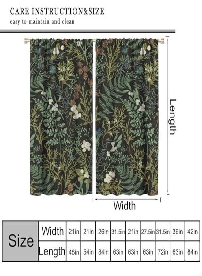 KANEPE Vintage Botanical Curtain, Rustic Farmhouse Plant Green Nature Theme Window Treatments, Retro Rod Pocket Thermal Insulation Drapes for Bedroom Living Room, 42" W X 45" L - Image 2